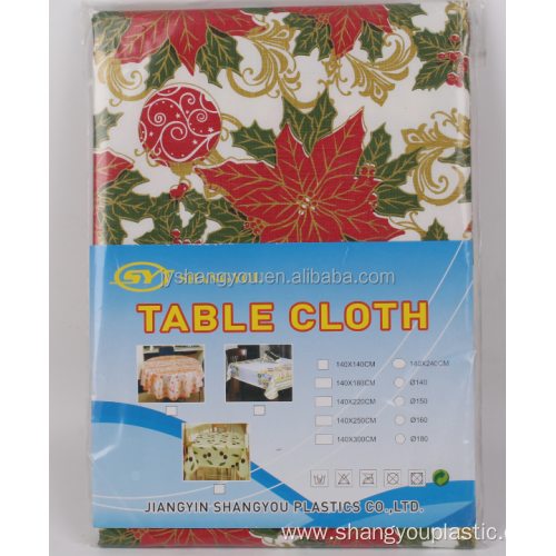 Christmas style plastic tablecloth with flannel